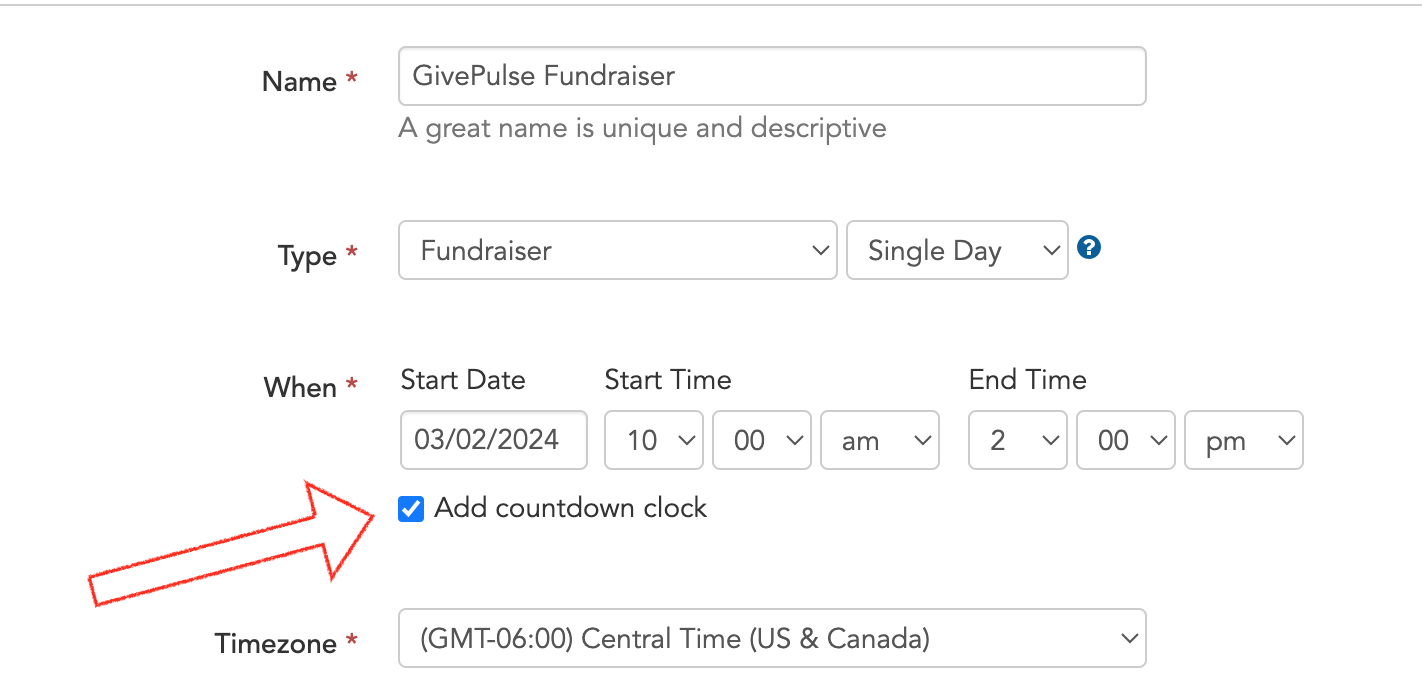 Fundraiser Countdown – Givepulse